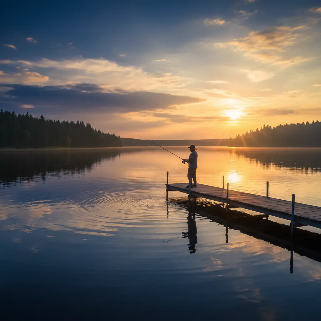Lake sunset fishing